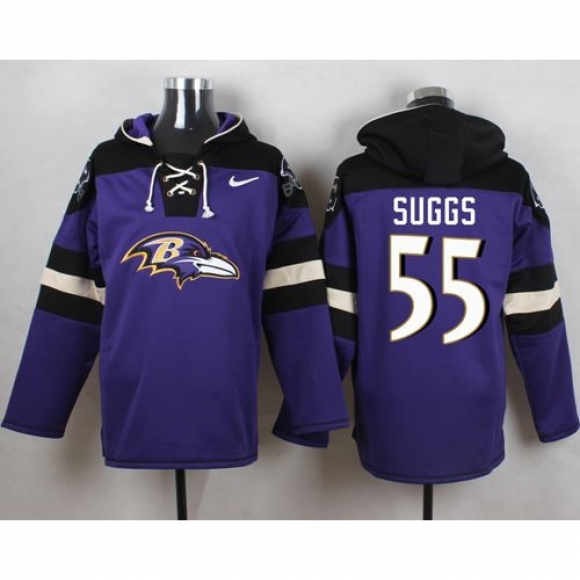 Nike Ravens #55 Terrell Suggs Purple Player Pullover NFL Hoodie