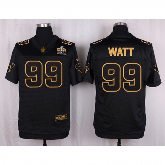Nike Texans #99 J.J. Watt Black Men's Stitched NFL Elite Pro Line Gold Collection Jersey