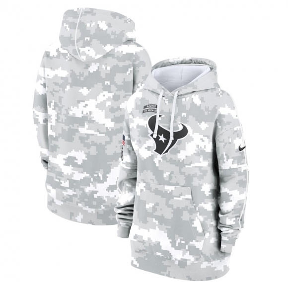 Women's Houston Texans Nike Arctic Camo 2024 Salute To Service Club Fleece Pullover Hoodie