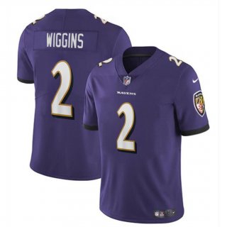 Men's Baltimore Ravens #2 Nate Wiggins Purple 2024 Draft Vapor Limited Football Jersey