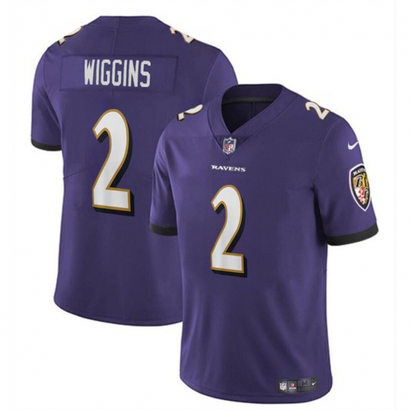 Men's Baltimore Ravens #2 Nate Wiggins Purple 2024 Draft Vapor Limited Football Jersey