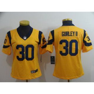 Women's Los Angeles Rams #30 Todd Gurley II Gold Vapor Untouchable Limited Stitched NFL Jersey