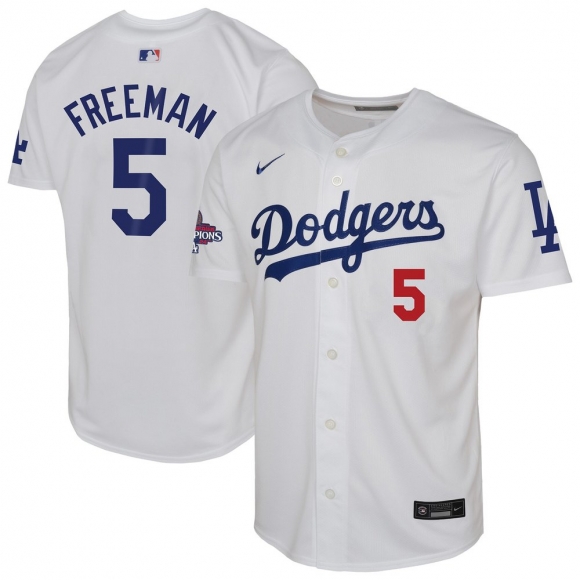 Youth Los Angeles Dodgers Freddie Freeman Nike White 2024 World Series Champions Limited Player Jersey