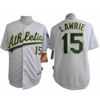 Athletics #15 Brett Lawrie White Cool Base Stitched MLB Jersey