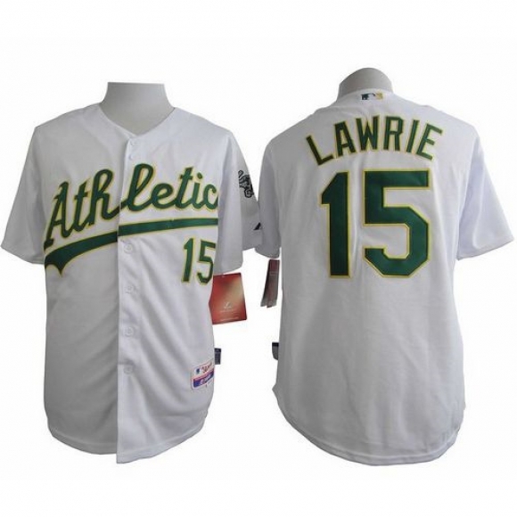 Athletics #15 Brett Lawrie White Cool Base Stitched MLB Jersey