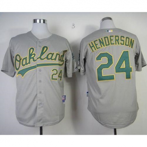 Athletics #24 Rickey Henderson Grey Cool Base Stitched MLB Jersey