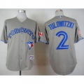 Blue Jays #2 Troy Tulowitzki Grey Stitched MLB Jersey