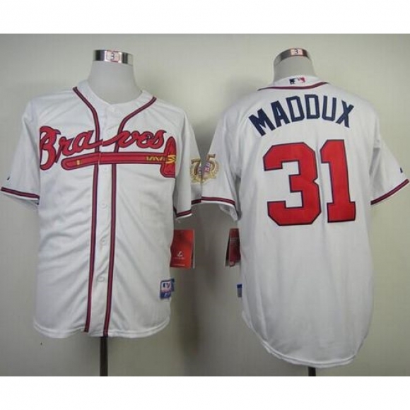 Braves #31 Greg Maddux White Cool Base Stitched MLB Jersey