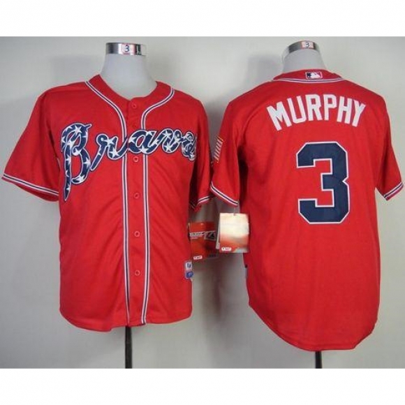 Braves #3 Dale Murphy Red Cool Base Stitched MLB Jersey