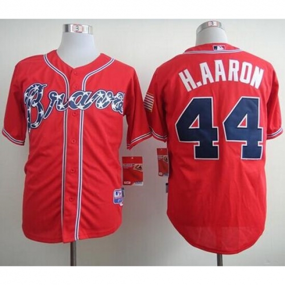 Braves #44 Hank Aaron Red Cool Base Stitched MLB Jersey