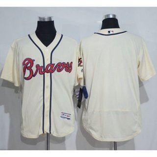 Braves Blank Cream Flexbase Authentic Collection Stitched MLB Jersey