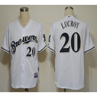 Brewers #20 Jonathan Lucroy White Cool Base Stitched MLB Jersey