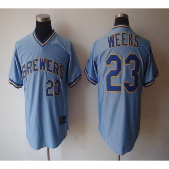 Brewers #23 Rickie Weeks Light Blue Cooperstown Stitched MLB Jersey