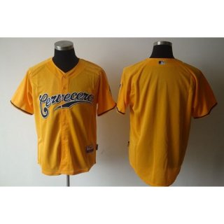 Brewers Blank Yellow Cerveceros Cool Base Stitched MLB Jersey