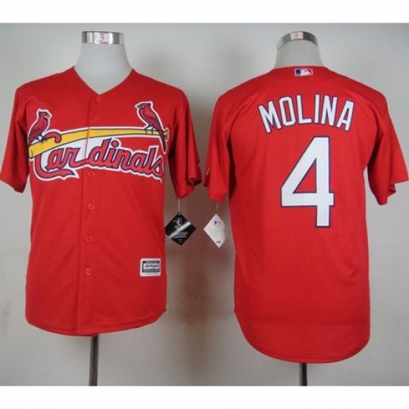 Cardinals #4 Yadier Molina Red Cool Base Stitched MLB Jersey