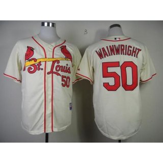 Cardinals #50 Adam Wainwright Cream Stitched MLB Jersey