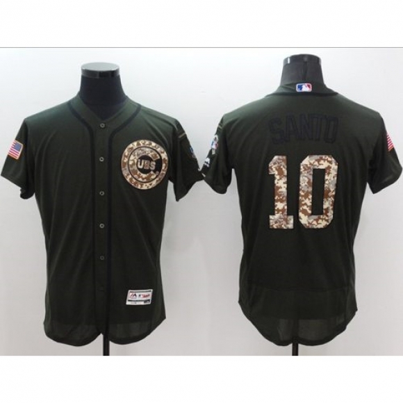 Cubs #10 Ron Santo Green Flexbase Authentic Collection Salute to Service Stitched MLB Jersey