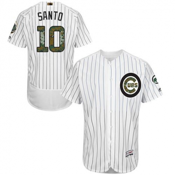 Cubs #10 Ron Santo White(Blue Strip) Flexbase Authentic Collection 2016 Memorial Day Stitched MLB Jersey