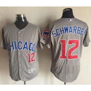Cubs #12 Kyle Schwarber Grey Flexbase Authentic Collection Road Stitched MLB Jersey