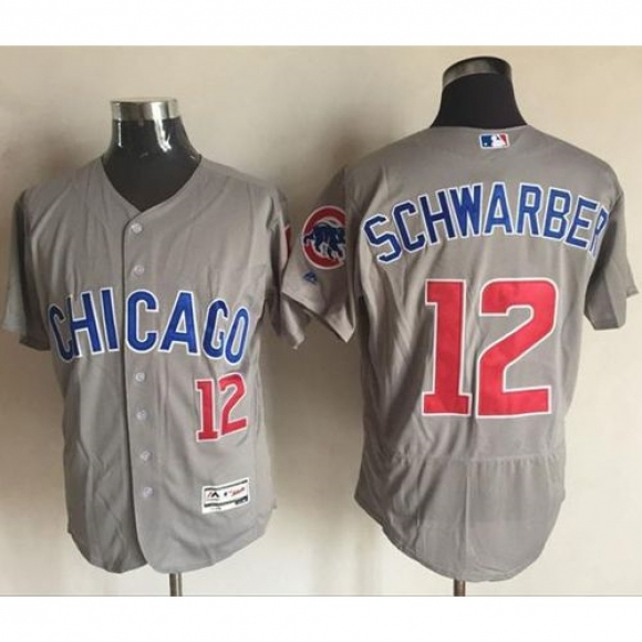 Cubs #12 Kyle Schwarber Grey Flexbase Authentic Collection Road Stitched MLB Jersey