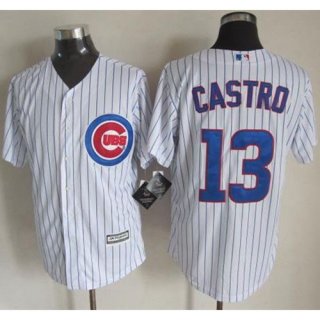Cubs #13 Starlin Castro White Strip New Cool Base Stitched MLB Jersey