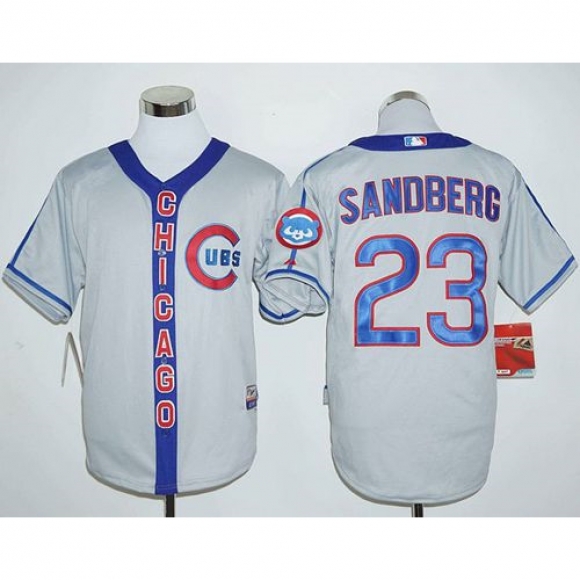 Cubs #23 Ryne Sandberg Grey Cooperstown Stitched MLB Jersey