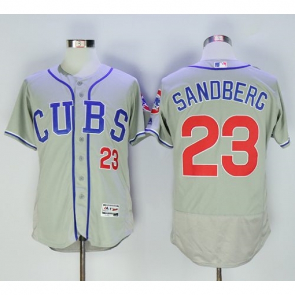 Cubs #23 Ryne Sandberg Grey Flexbase Authentic Collection Alternate Road Stitched MLB Jersey