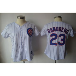 Cubs #23 Ryne Sandberg White Blue Strip Women's Fashion Stitched MLB Jersey