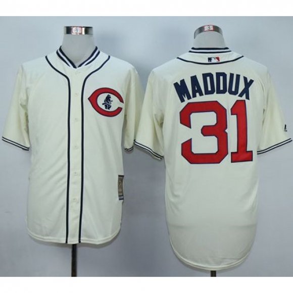 Cubs #31 Greg Maddux Cream 1929 Turn Back The Clock Stitched MLB Jersey