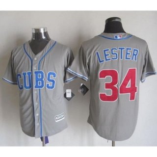 Cubs #34 Jon Lester Grey Alternate Road New Cool Base Stitched MLB Jersey