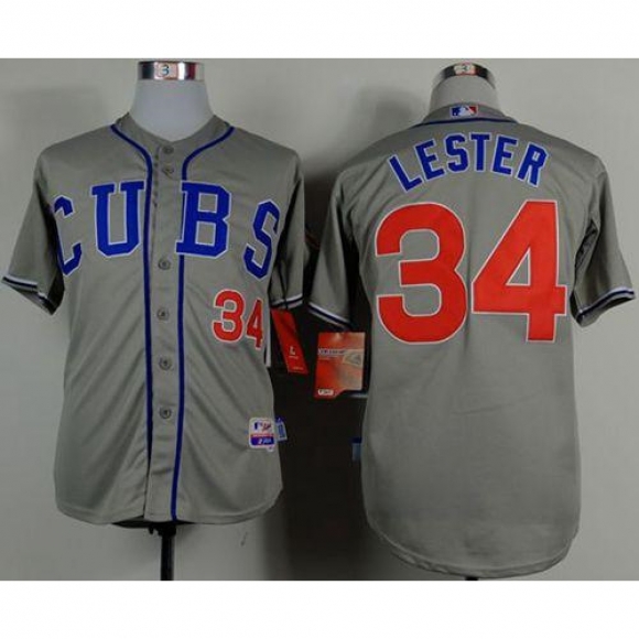 Cubs #34 Jon Lester Grey Cool Base Stitched MLB Jersey