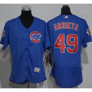 Cubs #49 Jake Arrieta Blue Flexbase Authentic Women's Stitched MLB Jersey