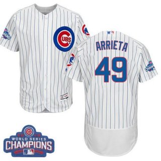 Cubs #49 Jake Arrieta White Flexbase Authentic Collection 2016 World Series Champions Stitched MLB Jersey