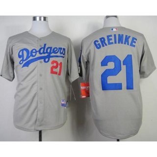 Dodgers #21 Zack Greinke Grey Cool Base Stitched MLB Jersey