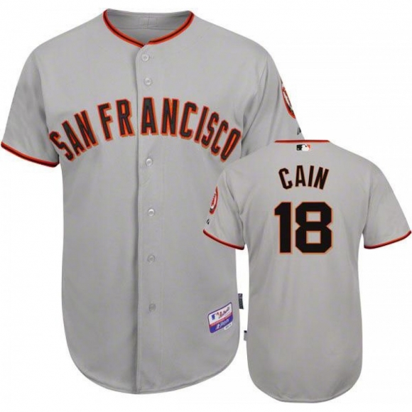 Giants #18 Matt Cain Grey Stitched MLB Jersey