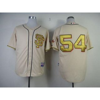 Giants #54 Sergio Romo Cream Gold No. Stitched MLB Jersey