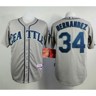 Mariners #34 Felix Hernandez Grey Cool Base Stitched MLB Jersey