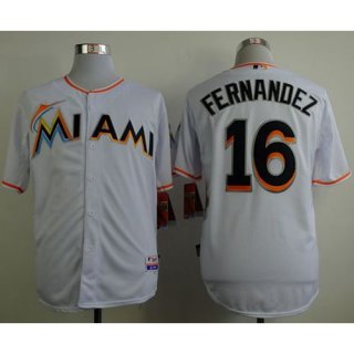 marlins #16 Jose Fernandez White Cool Base Stitched MLB Jersey