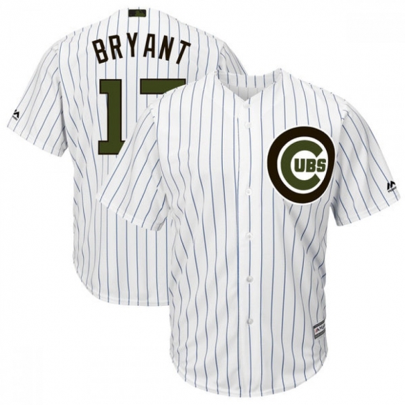 Men's Chicago Cubs #17 Kris Bryant White 2018 Memorial Day Cool Base Stitched MLB Jersey