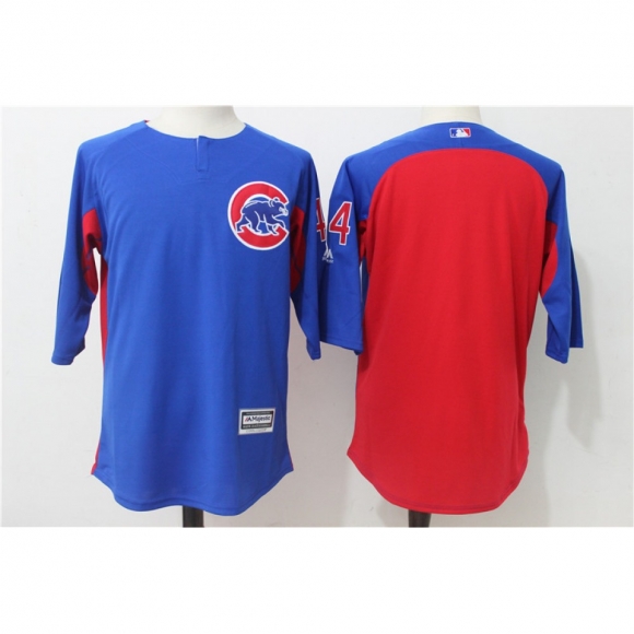 Men's Chicago Cubs #44 Anthony Rizzo Blue/Red Authentic Collection On-Field 3/4 Sleeve Batting Practice Stitched MLB Jersey