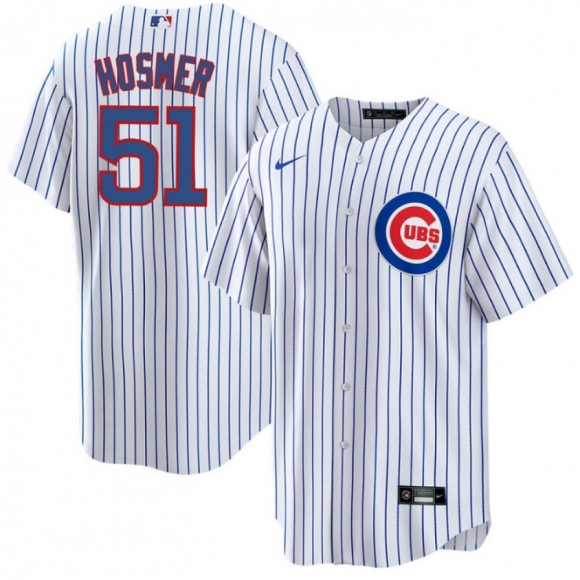 Men's Chicago Cubs #51 Eric Hosmer White Cool Base Stitched Baseball Jersey
