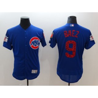 Men's Chicago Cubs #9 Javier Baez Royal 2018 Spring Training Flexbase Stitched MLB Jersey