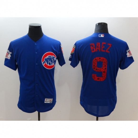 Men's Chicago Cubs #9 Javier Baez Royal 2018 Spring Training Flexbase Stitched MLB Jersey