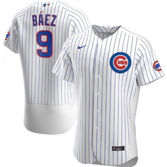 Men's Chicago Cubs #9 Javier Baez White Flex Base Stitched Jersey