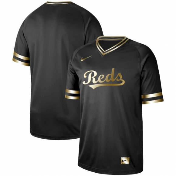 Men's Cincinnati Reds Black Gold Stitched MLB Jersey