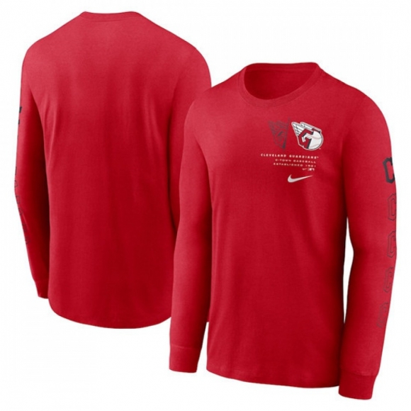 Men's Cleveland Guardians Red Long Sleeve T-Shirt