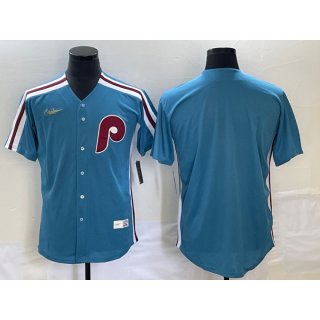 Men's Philadelphia Phillies Blank Blue Cool Base Stitched Jersey