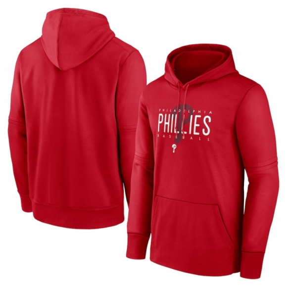 Men's Philadelphia Phillies Red Pregame Performance Pullover Hoodie