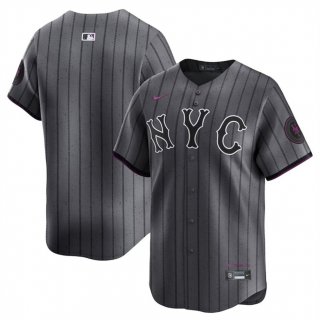 Men's New York Mets Blank Gray 2024 City Connect Limited Stitched Baseball Jersey