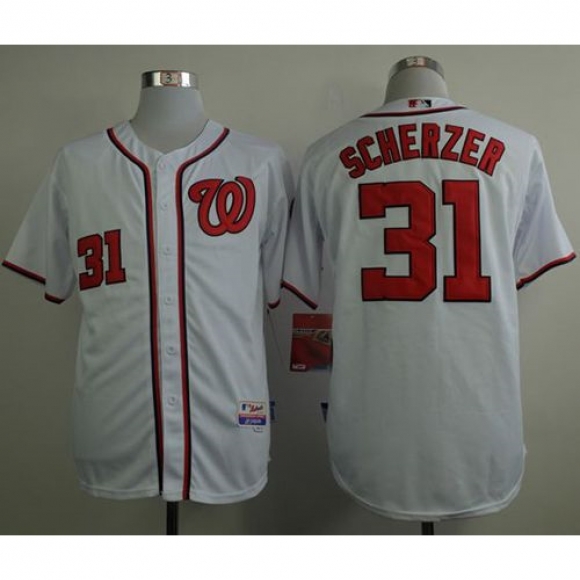 Nationals #31 Max Scherzer White Cool Base Stitched MLB Jersey